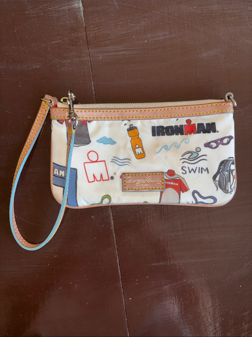 Dooney & Bourke White Ironman 2013 Print Wristlet with Multicolor Trim